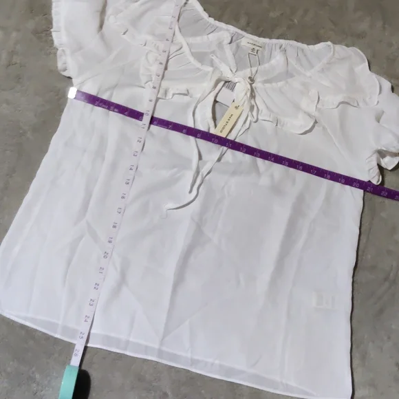 NWT Max Studio Ruffle Tie Neck Blouse - Picture 3 of 5